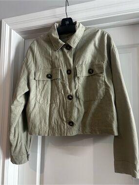 Olive Green Cropped Utility Jacket - Unbranded